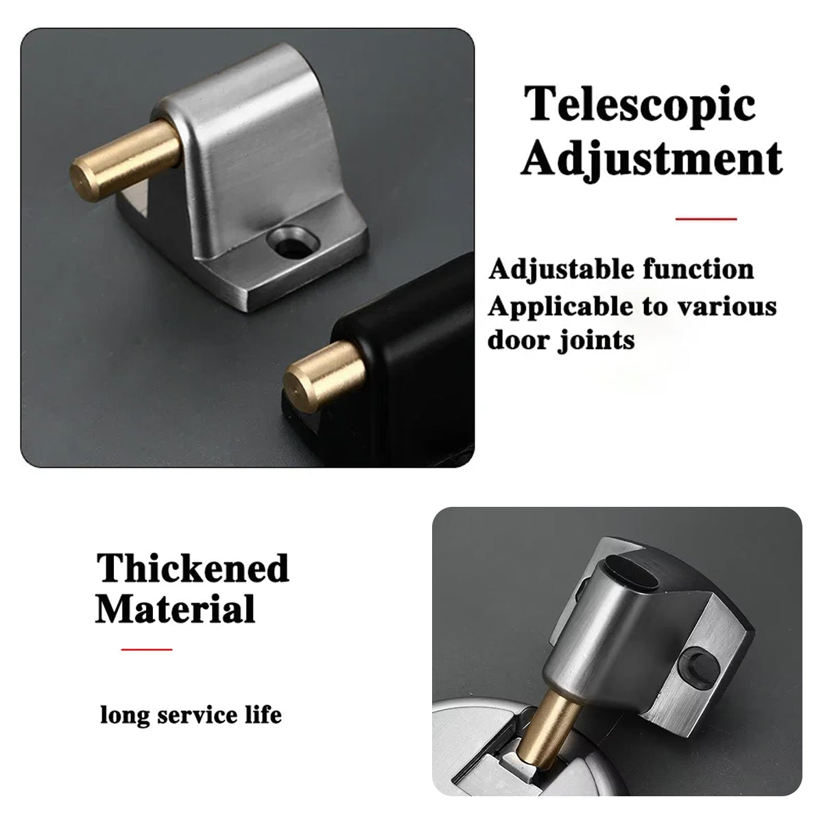 Zinc Alloy Push-Lock Floor-mounted Door Stopper 63mm - Brushed Silver