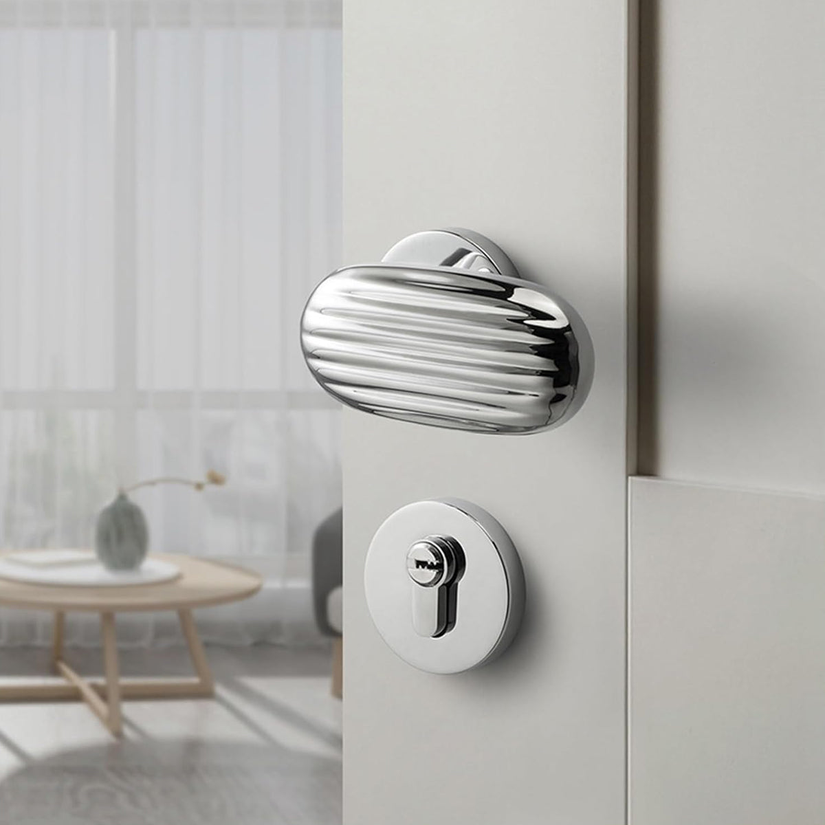 Bright Chrome Zinc Alloy Interior Lever Handle 102mm