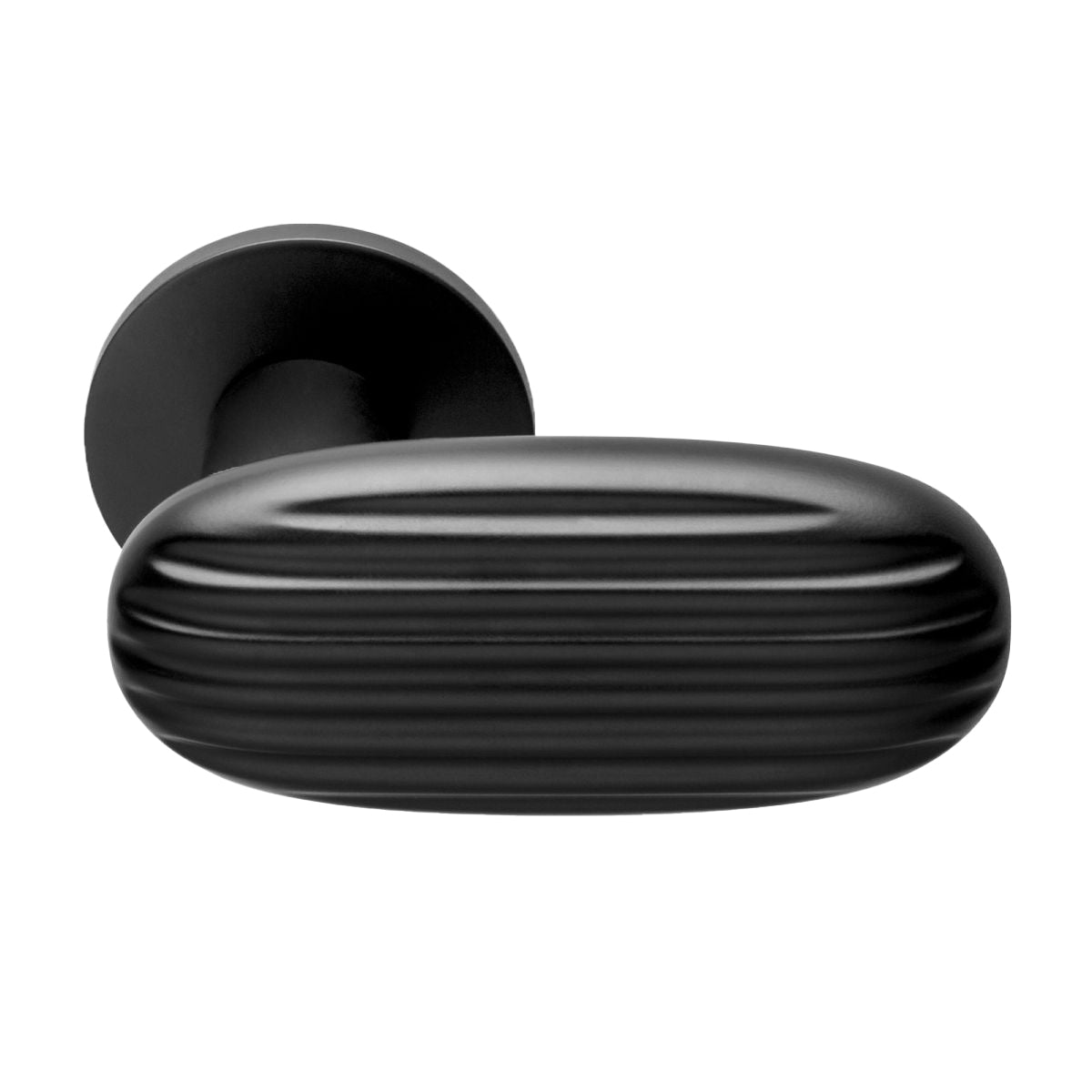 Black Polished Metal Oval Bedroom Door Handle for Interiors