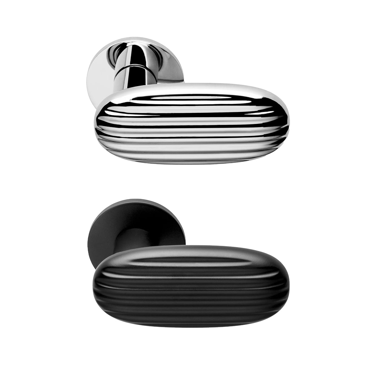 Black Polished Metal Oval Bedroom Door Handle for Interiors