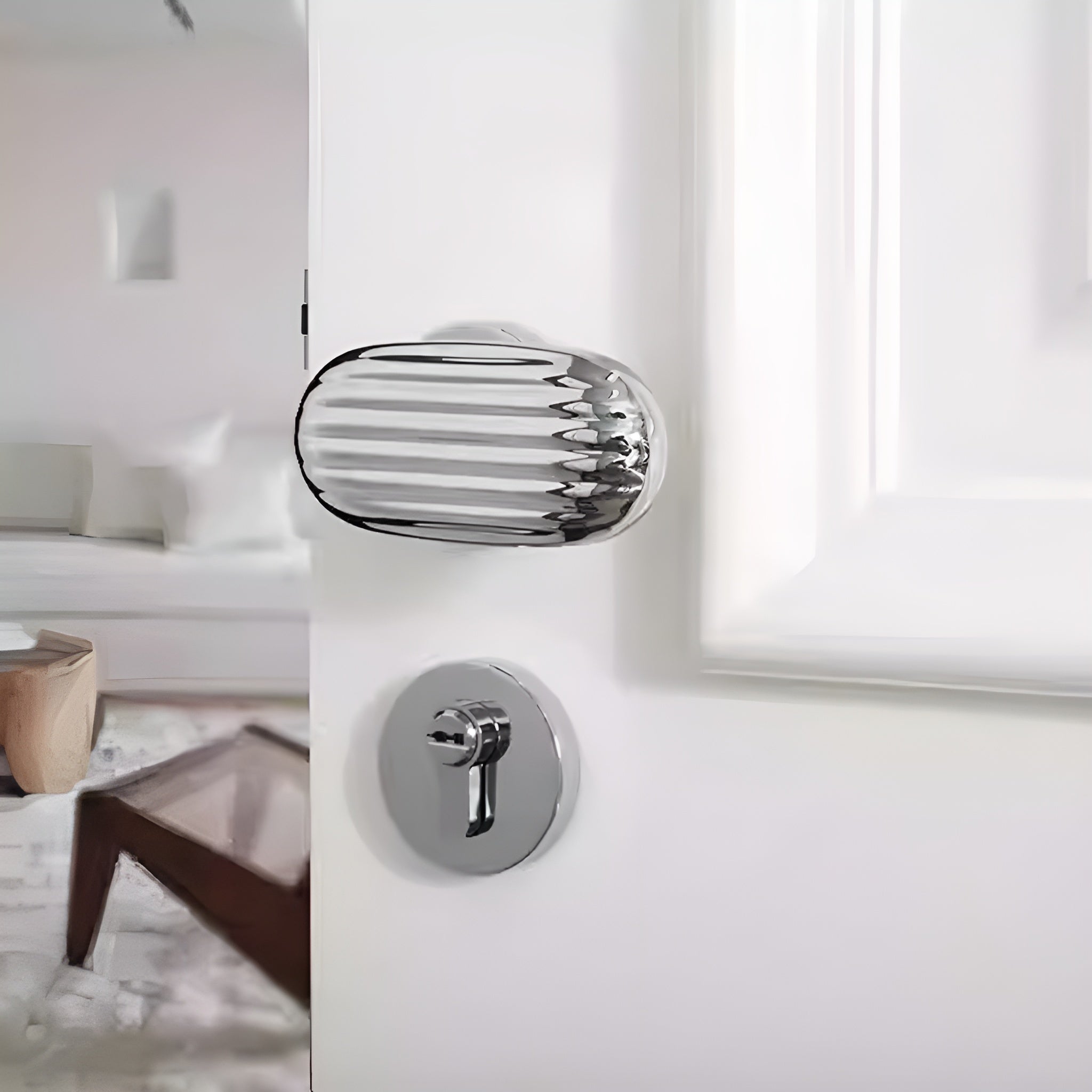 Bright Chrome Zinc Alloy Interior Lever Handle 102mm