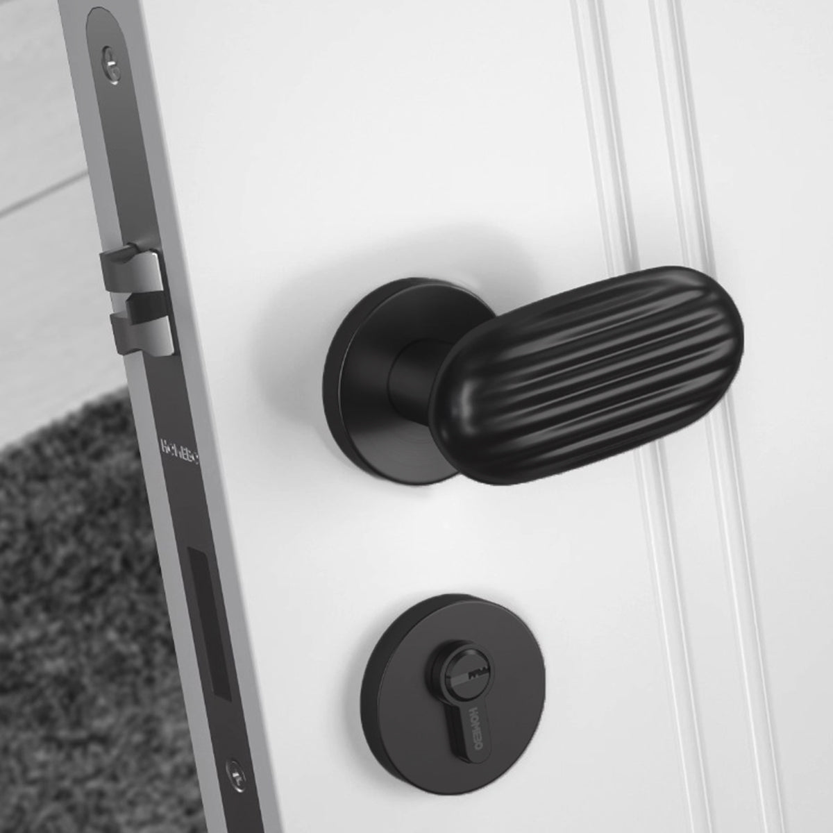 Matte Black Zinc Alloy Interior Lever Handle 102mm