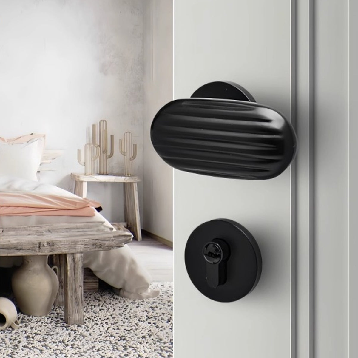 Matte Black Zinc Alloy Interior Lever Handle 102mm
