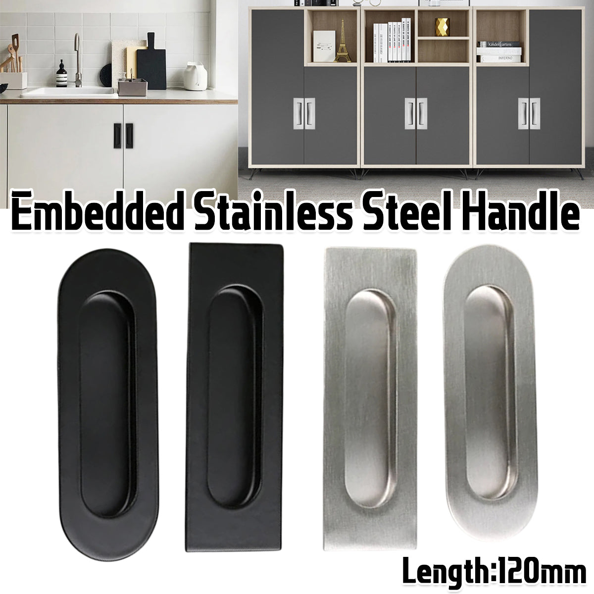 Stainless Steel Concealed Cabinet Pull with Groove