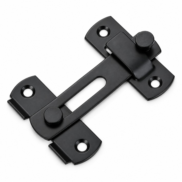 Stainless Steel 90 Degree Sliding Door Safety Latch Set - Black
