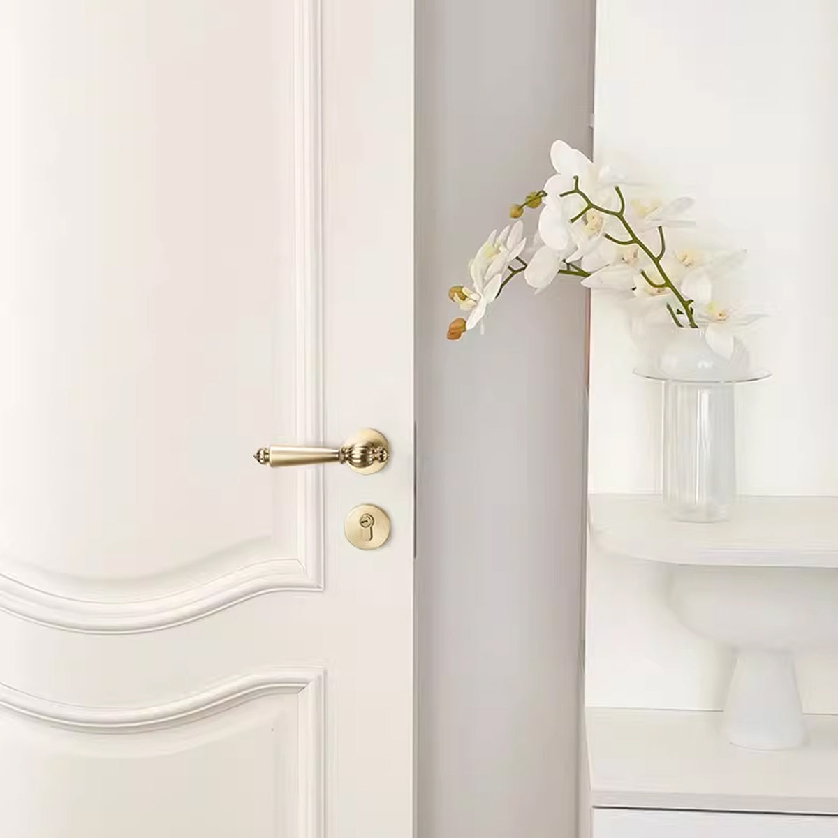 Brushed Brass Zinc Alloy Interior Lever Handle 145mm