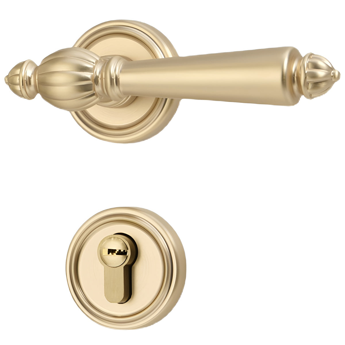 Zinc Alloy Interior Lever Handle Lock Set 145mm - Matt Brushed Copper