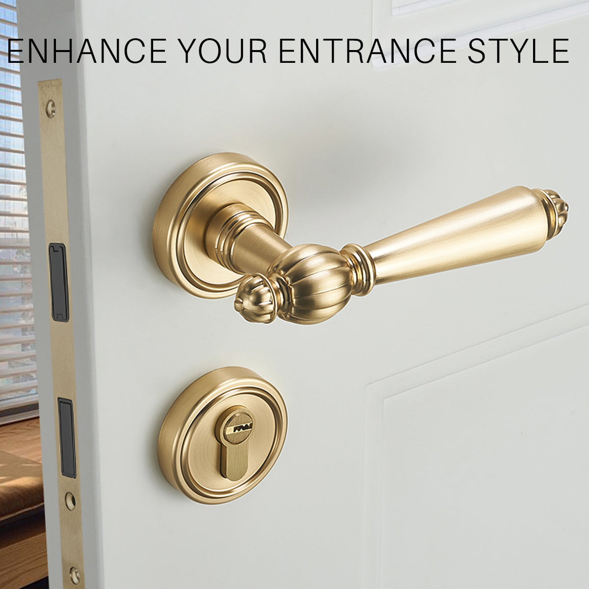 Zinc Alloy Interior Lever Handle Lock Set 145mm - Matt Brushed Copper