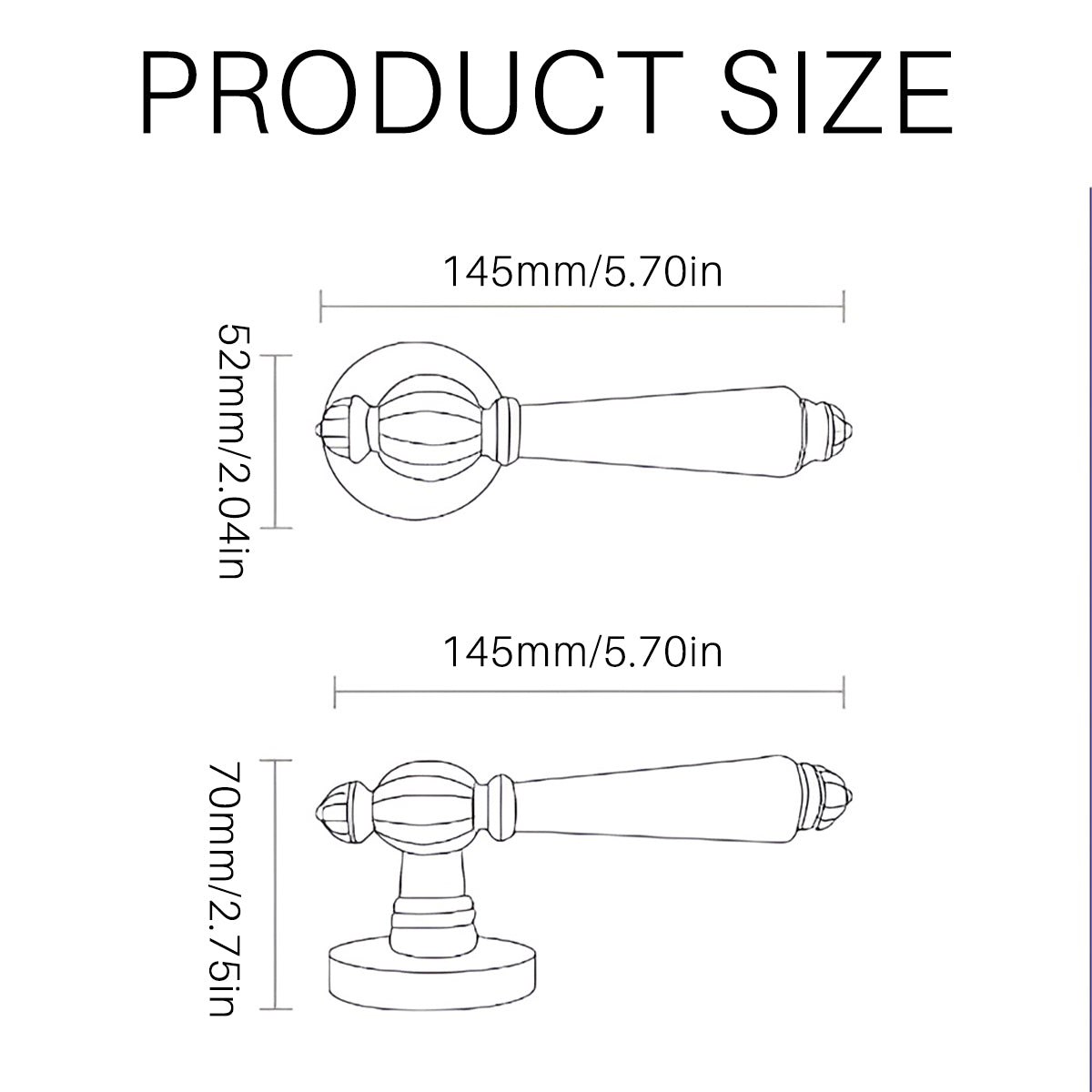 Zinc Alloy Interior Lever Handle Lock Set 145mm - Matt Brushed Copper