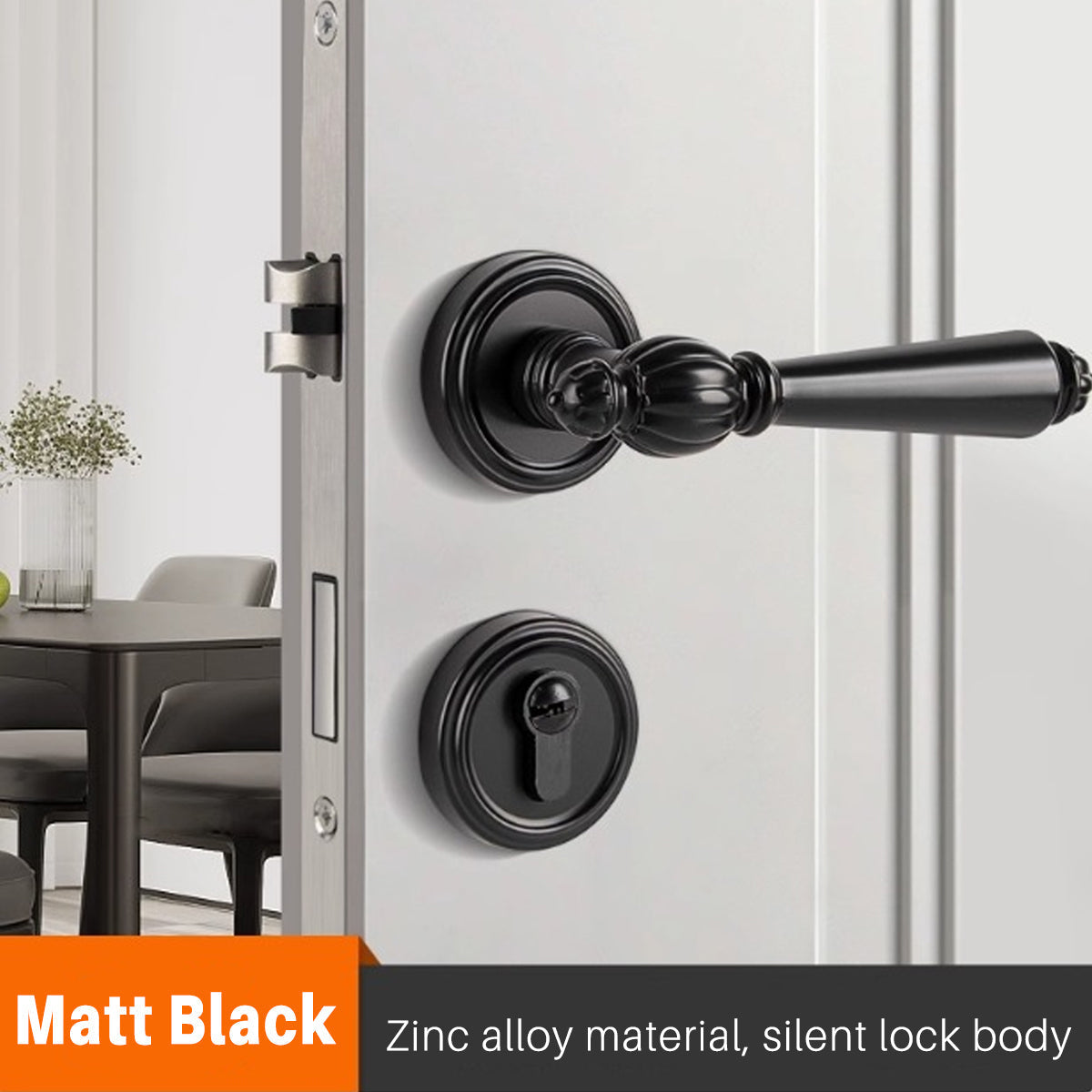 Zinc Alloy Interior Lever Handle Lock Set 145mm - Matt Brushed Copper