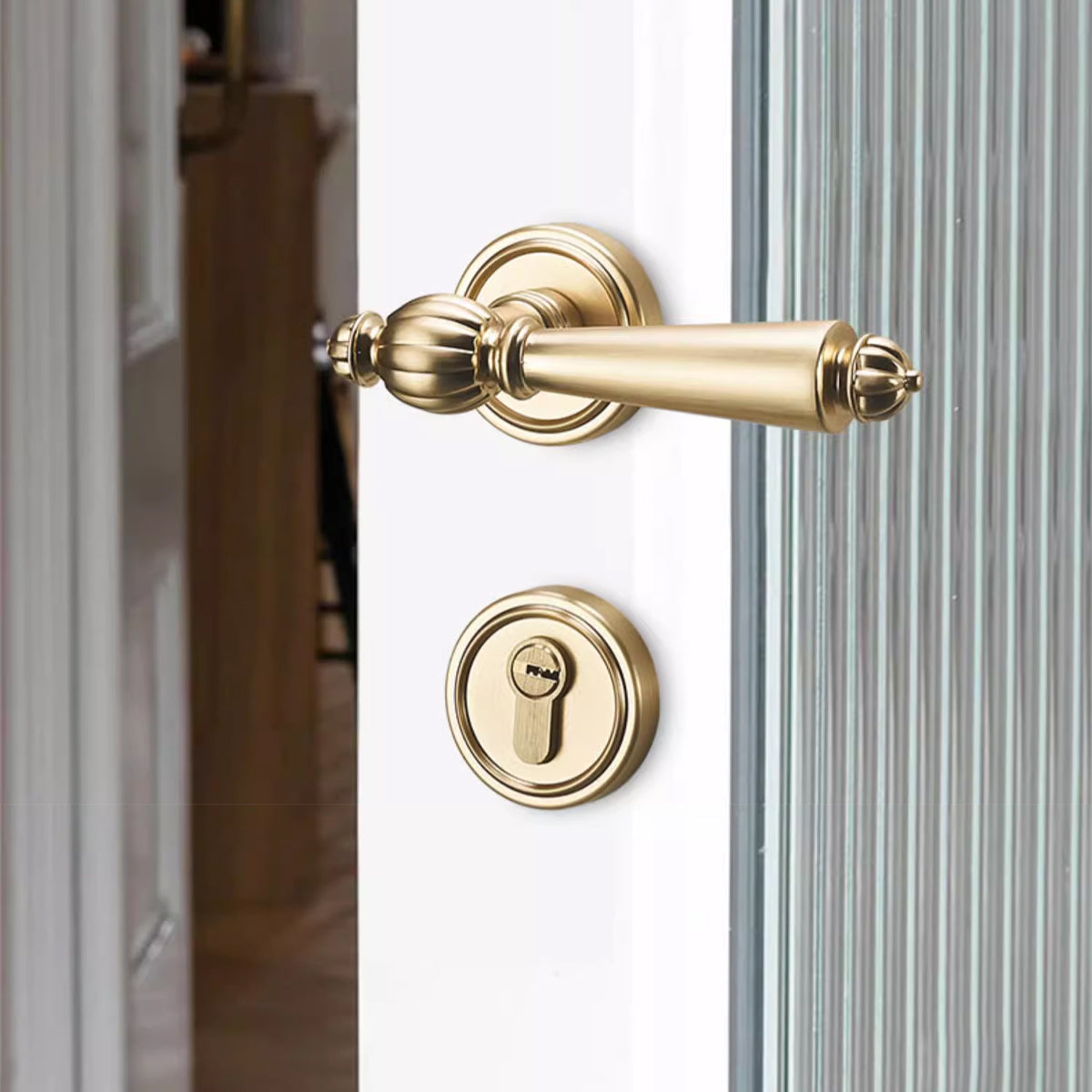Zinc Alloy Interior Lever Handle Lock Set 145mm - Matt Brushed Copper