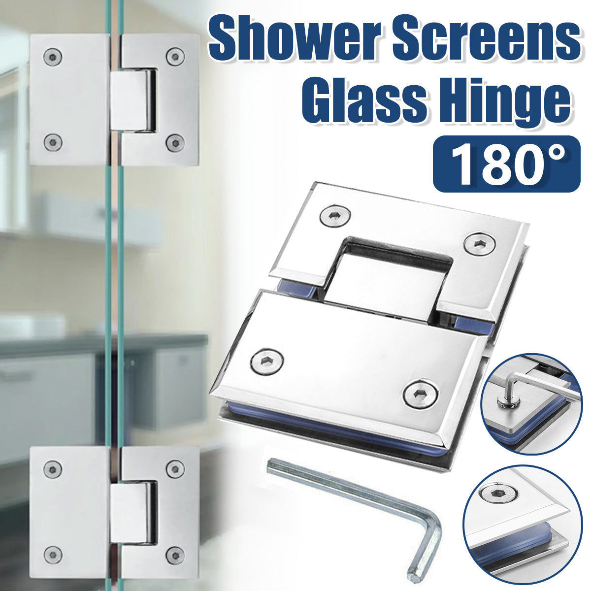 Silver Polished 304 Stainless Steel Shower Screen Hinge