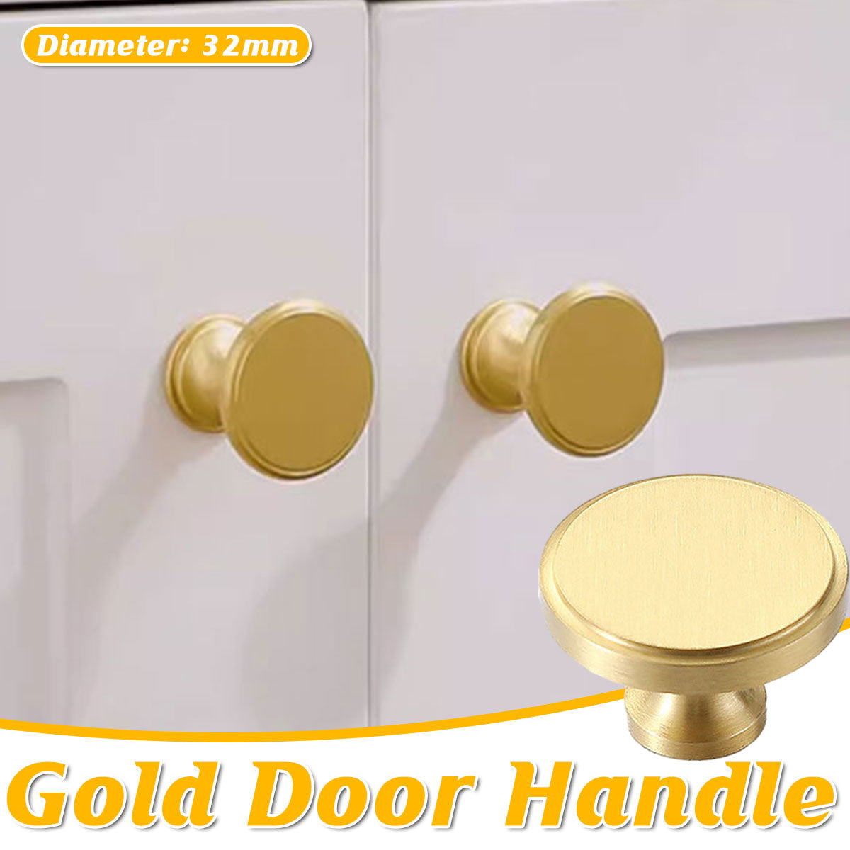 Gold Copper Round Cabinet Knob with Single-Hole Mount
