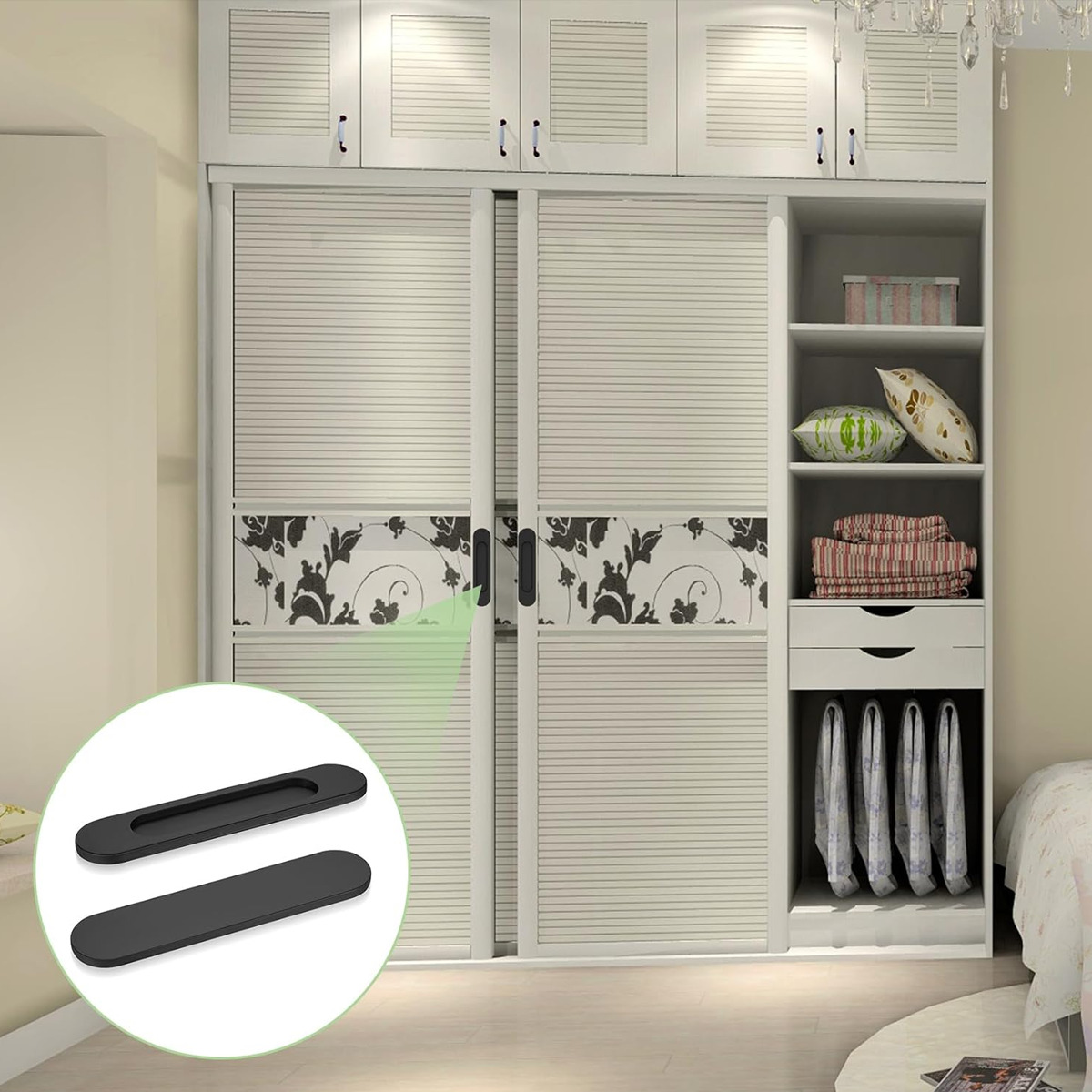 Matte Black Zinc Alloy Interior Sliding Handle 180mm