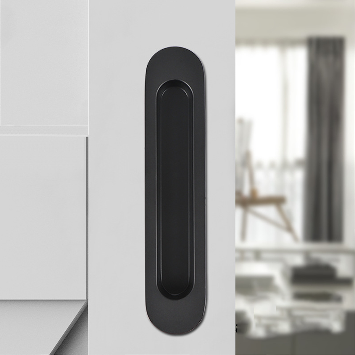 Matte Black Zinc Alloy Interior Sliding Handle 180mm