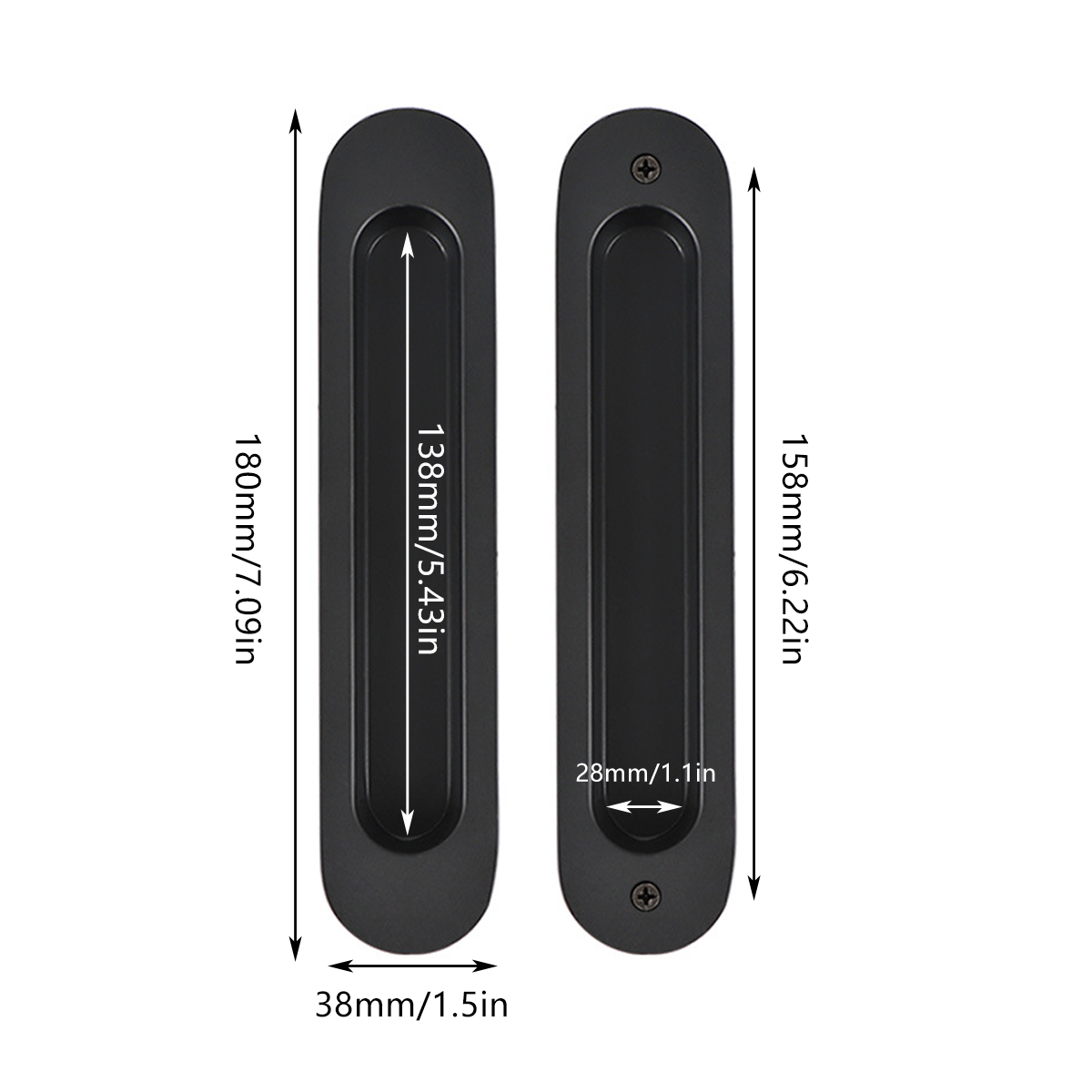 Matte Black Zinc Alloy Interior Sliding Handle 180mm