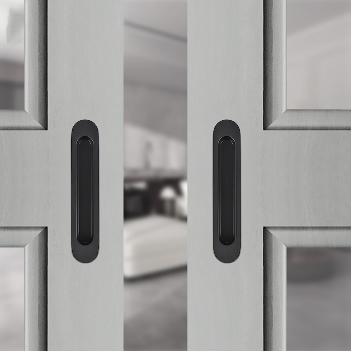 Matte Black Zinc Alloy Interior Sliding Handle 180mm