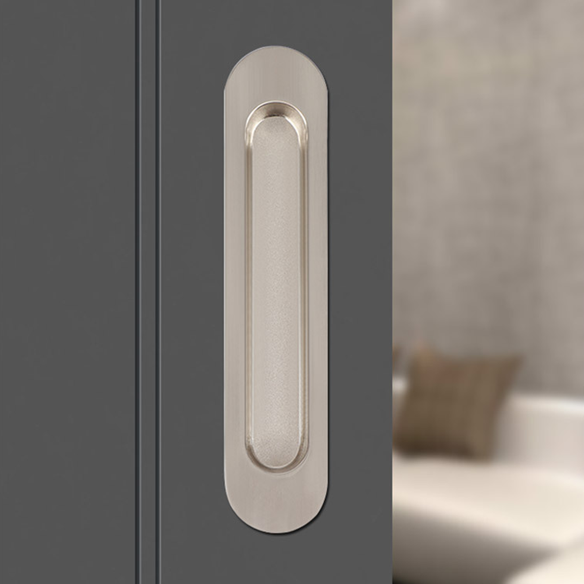Silver Zinc Alloy Interior Sliding Door Handle 180mm