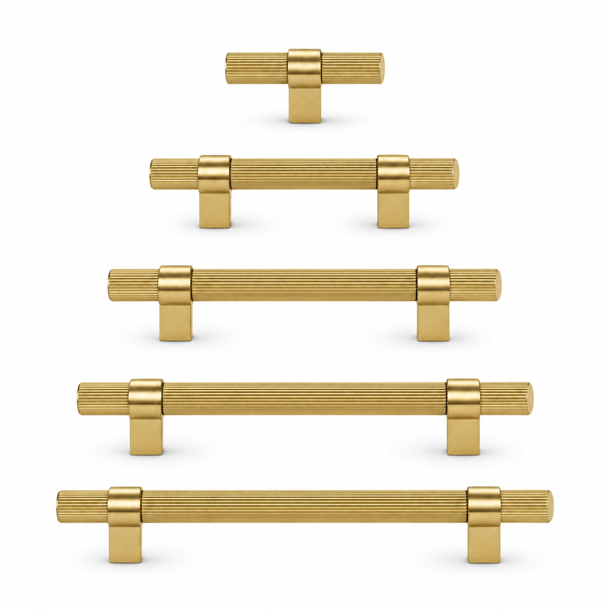 Knurled Brushed Brass Cupboard Cabinet Door Pull Handle 96-224mm