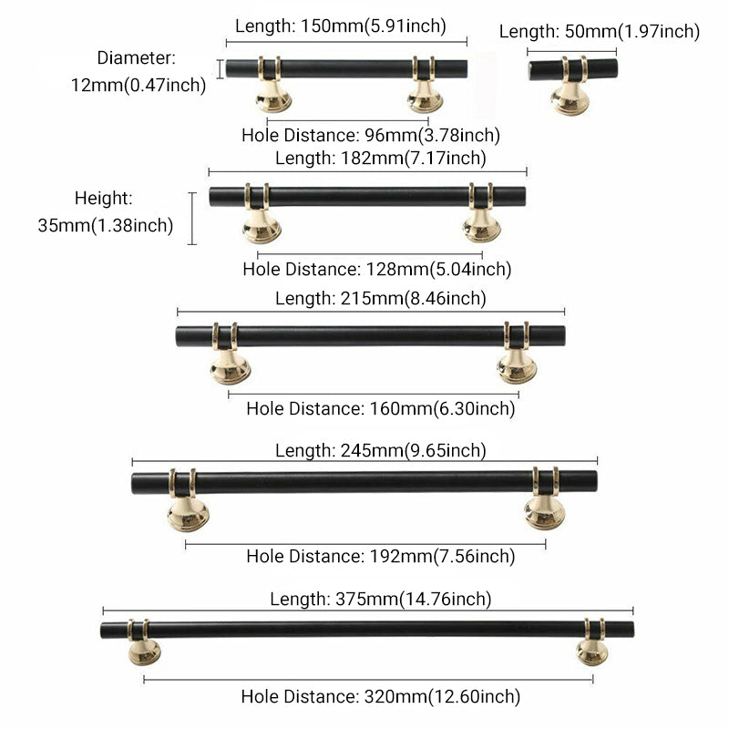 Gold Zinc Alloy Cupboard & Cabinet Door Pull Handle 96-320mm