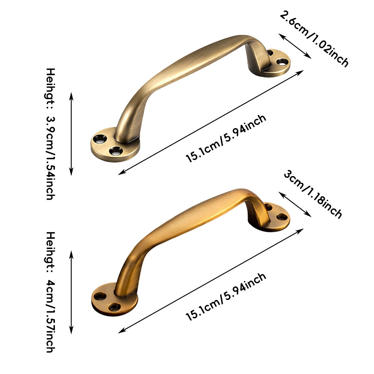 2 Pcs Antique Brass Cabinet Handles with Screws