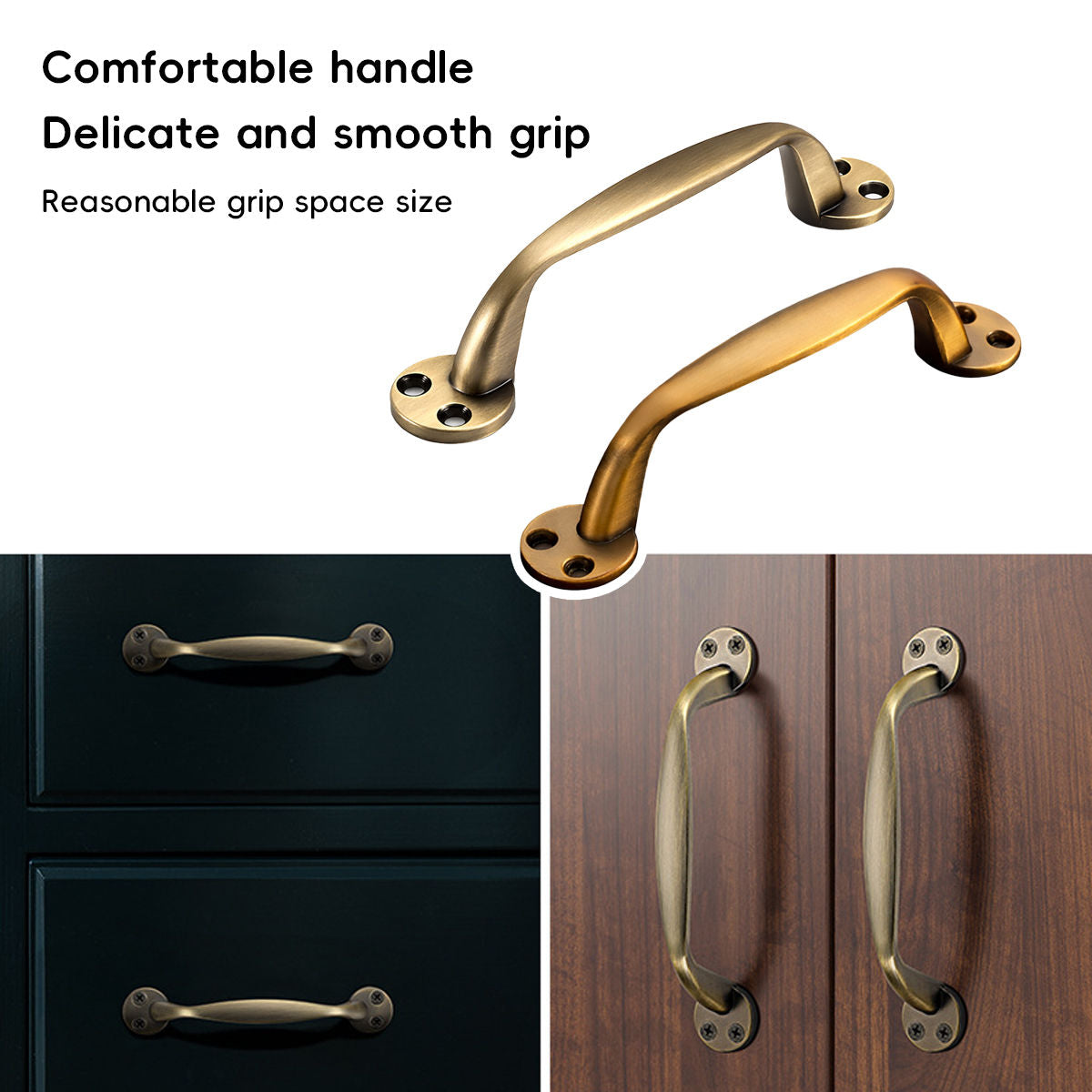 2 Pcs Antique Brass Cabinet Handles with Screws