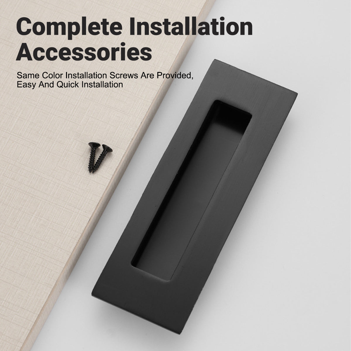 2 Shapes Black Stainless Steel Flush Door Pull Handle For Cabinet & Door 120mm