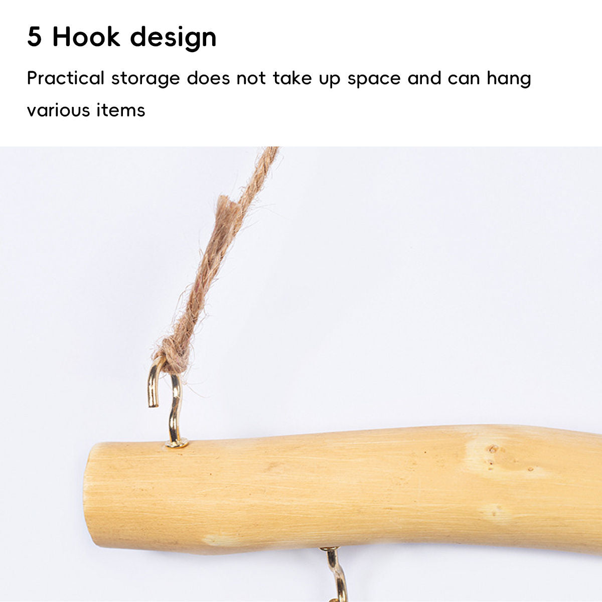 Driftwood Wall Hook Rack with 5 Hooks 7