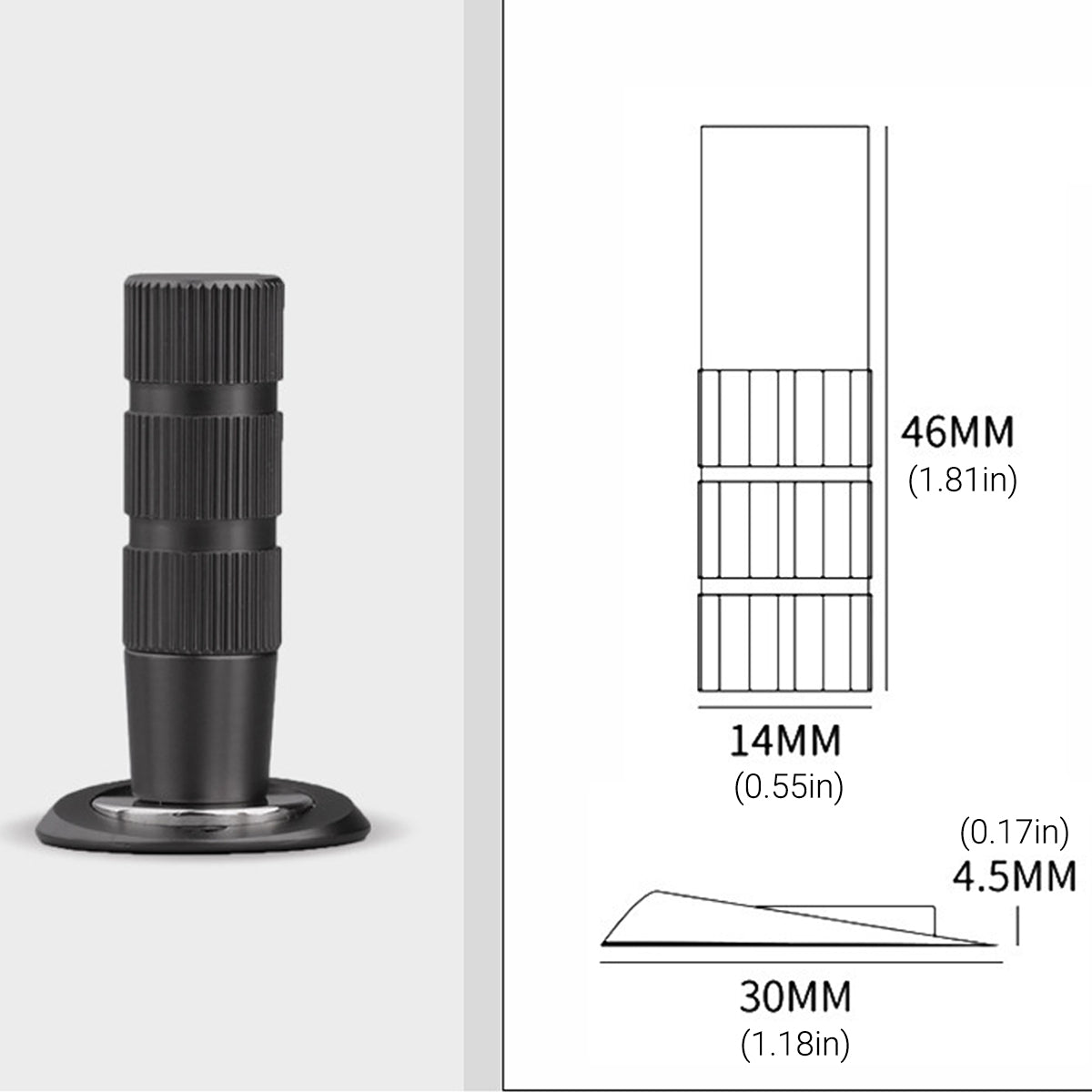 Black Aluminum Alloy Magnetic Stoppers Floor-mounted 49x30mm
