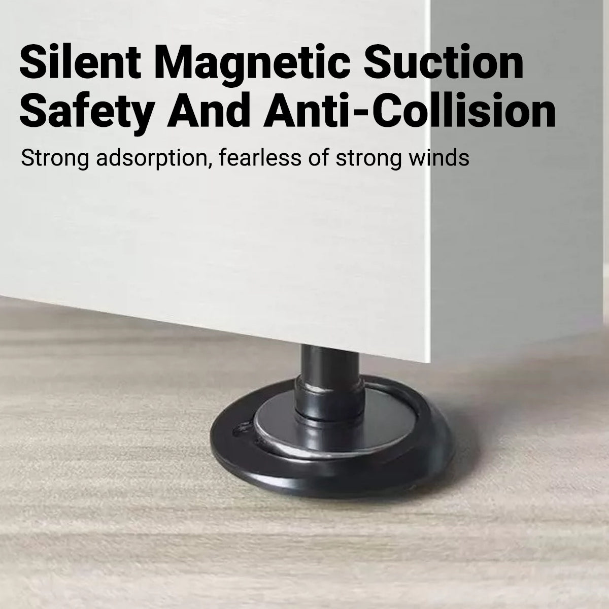 Black Aluminum Alloy Magnetic Stoppers Floor-mounted 49x30mm