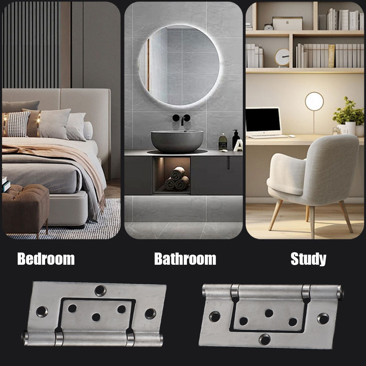 2 Pcs Stainless Steel Square Hinges Parent-Child Hinges for Folding Door