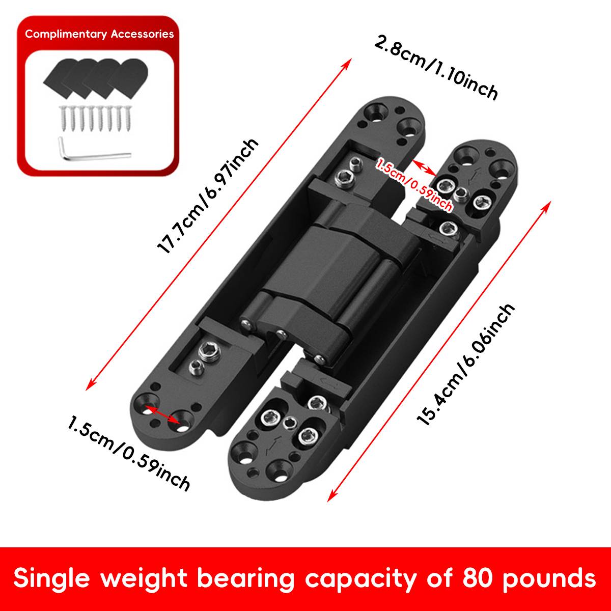 2Pcs Metal Concealed 3D Door Hinge for Door Furniture