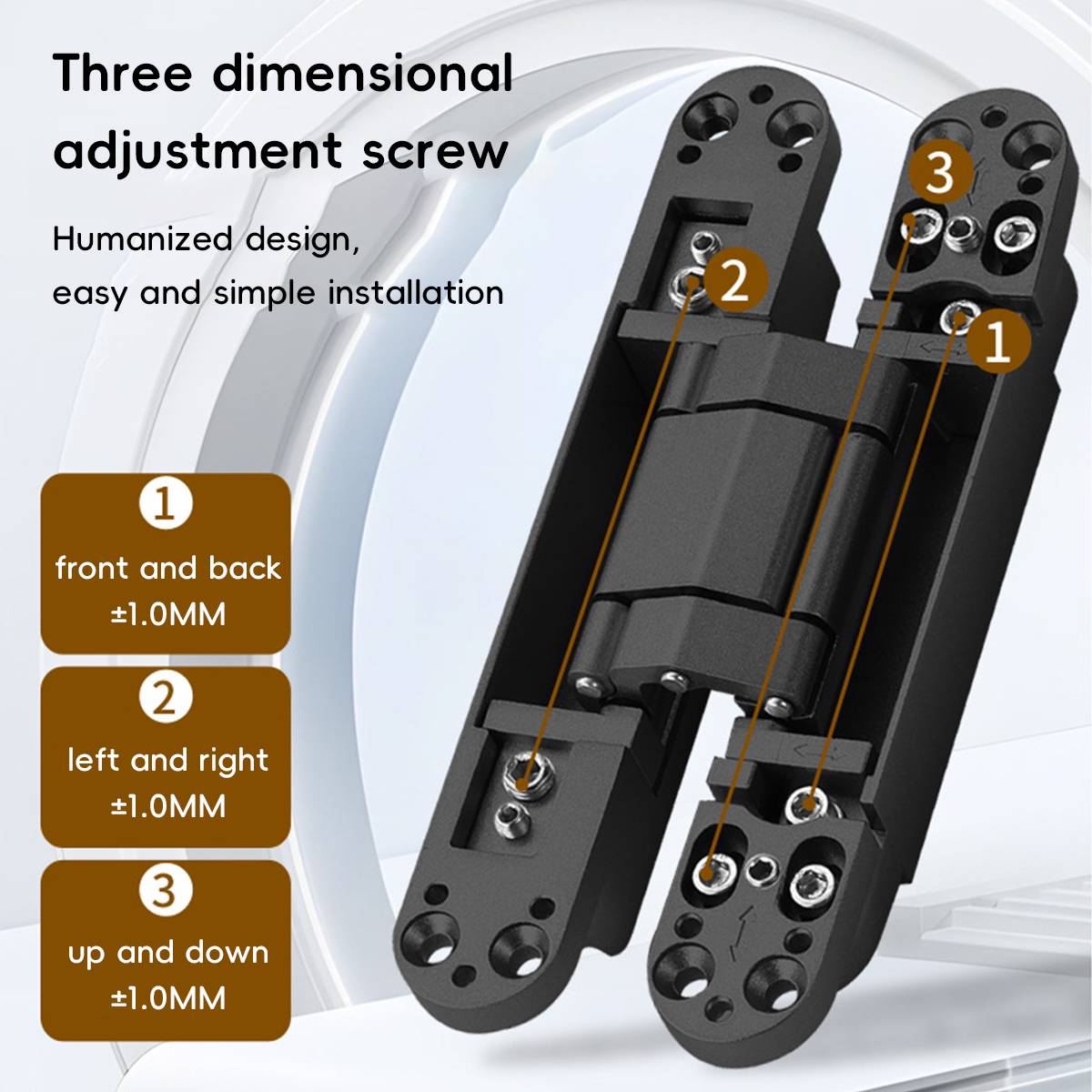 2Pcs Metal Concealed 3D Door Hinge for Door Furniture