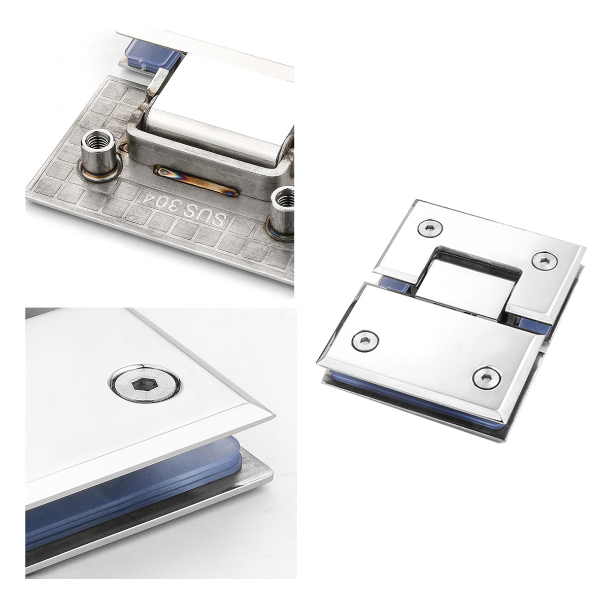 Silver Polished 304 Stainless Steel Shower Screen Hinge