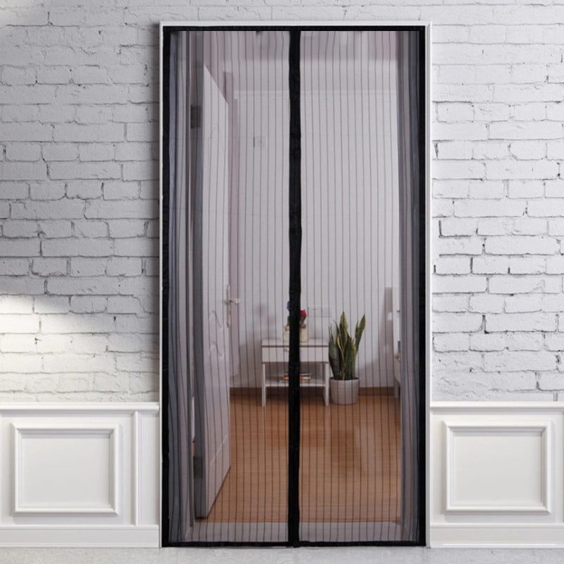 Black Magnetic Closure Mesh Screen Door Fly Curtain