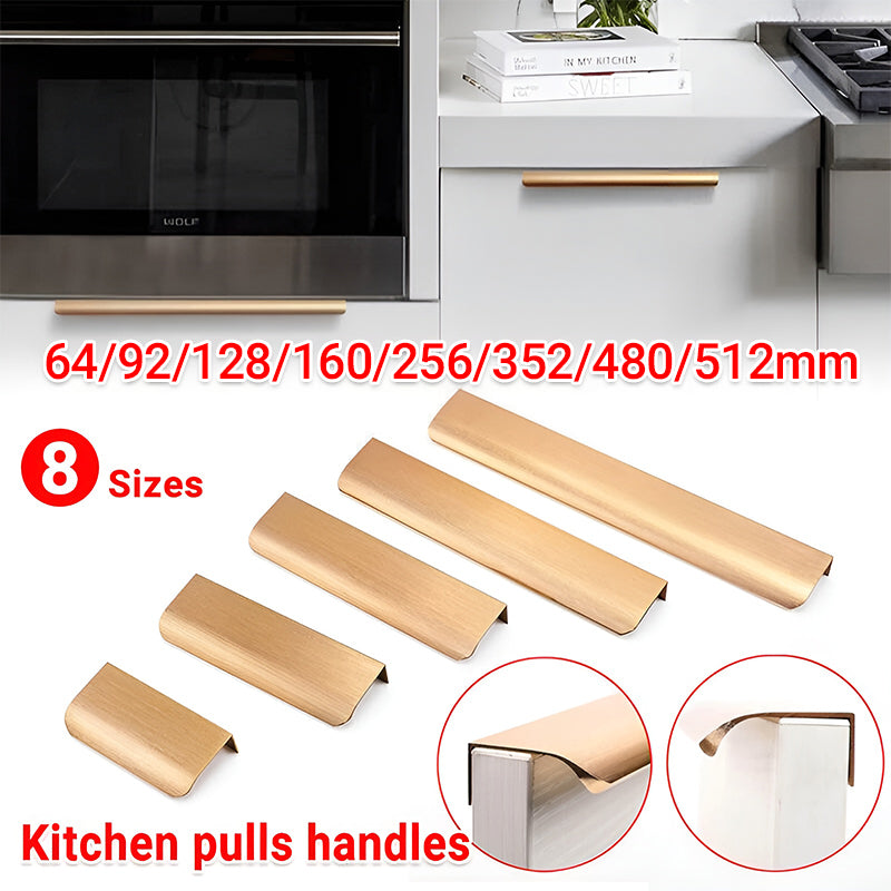 Rose Gold Brass Finish Aluminum Alloy Lip Pull Cabinet Handle