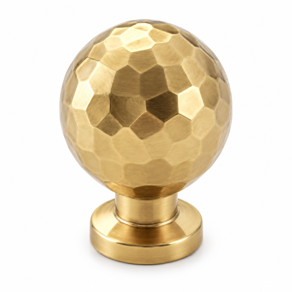 Brushed Brass Cupboard Cabinet Door Hammered Round Knob 28x32mm