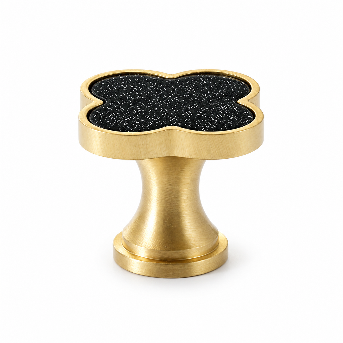 Four-Leaf Clover Cabinet Knob Single Hole - Astral Black