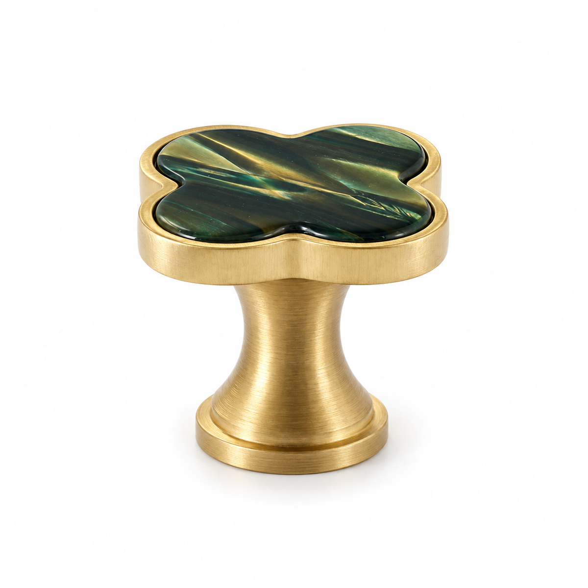 Four-Leaf Clover Cabinet Knob Single Hole - Aurora Green