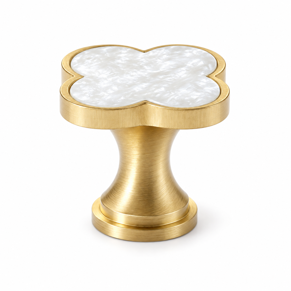 Glaze White Four-Leaf Clover Cabinet Knob Single-Hole Design