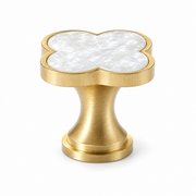 Four-Leaf Clover Cabinet Knob Single Hole - Glaze White