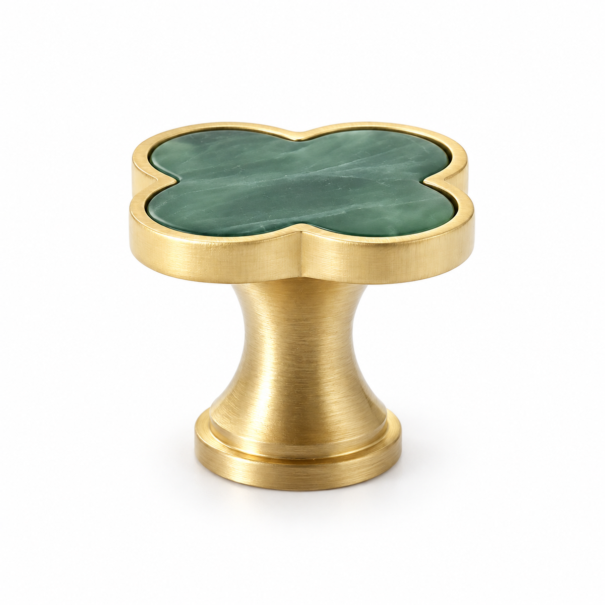 Green Four-Leaf Clover Cabinet Knob Single-Hole Design