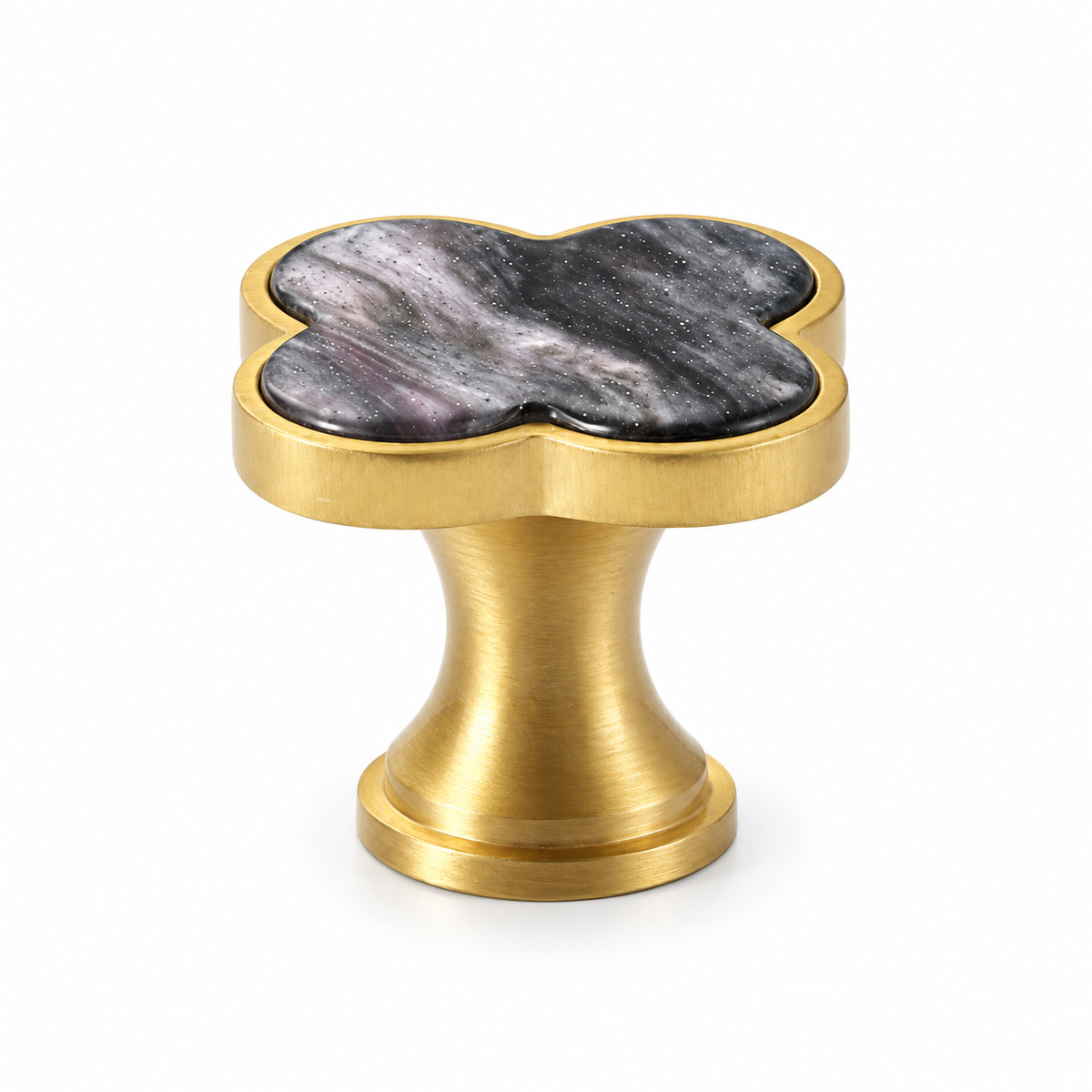 Galaxy Black Four-Leaf Clover Cabinet Knob Single-Hole Design