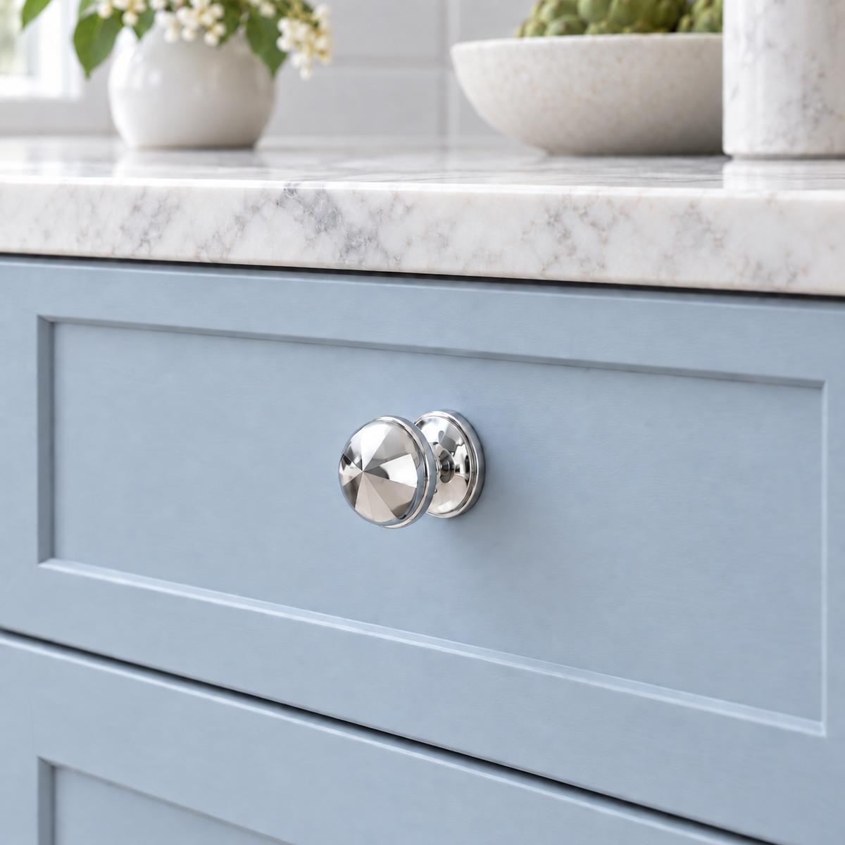 Bright Silver Brass Dome Cupboard Cabinet Knob 28mm - view 2