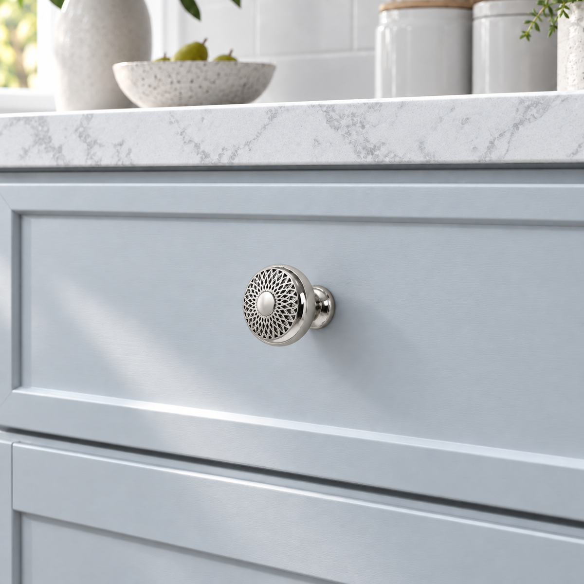 Silver Solid Brass Cupboard Cabinet Knob Single Hole 32x29mm - view 2