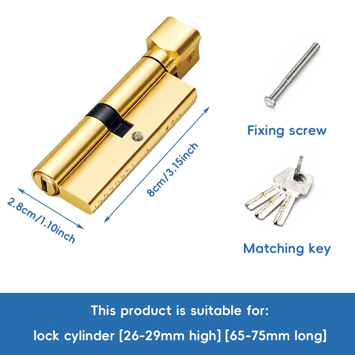 2 Pcs Anti-Theft Lock Cylinder with Three Keys