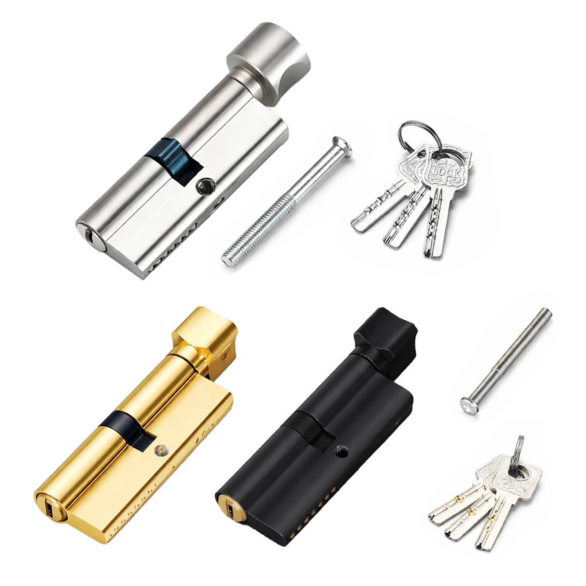 2 Pcs Anti-Theft Lock Cylinder with Three Keys