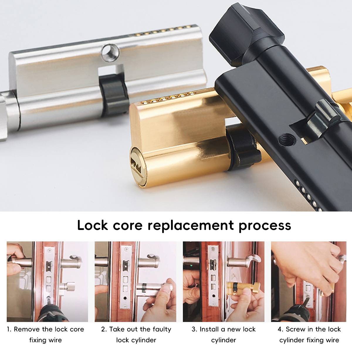 2 Pcs Anti-Theft Lock Cylinder with Three Keys
