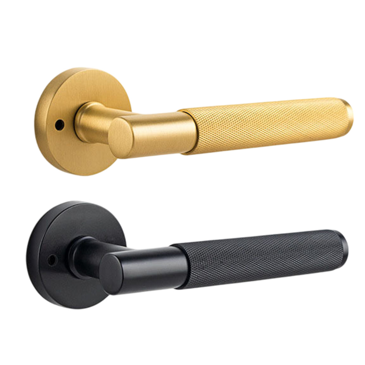 Door Lock Set with Knurled Handle and Privacy
