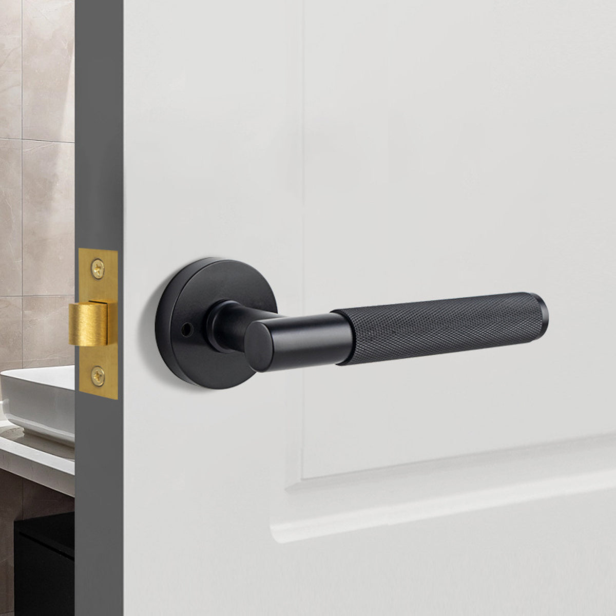 Matte Black Zinc Alloy Privacy Lever Handle 142mm
